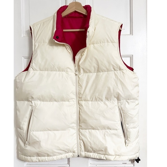 Lands' End Jackets & Blazers - Land End’s Reversible Puff Vest Cream/Pink NWT Sz L